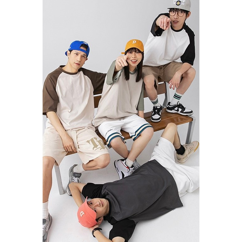 Áo thun Raglan unisex form rộng tay lỡ, chất liệu 100% cotton thoáng mát