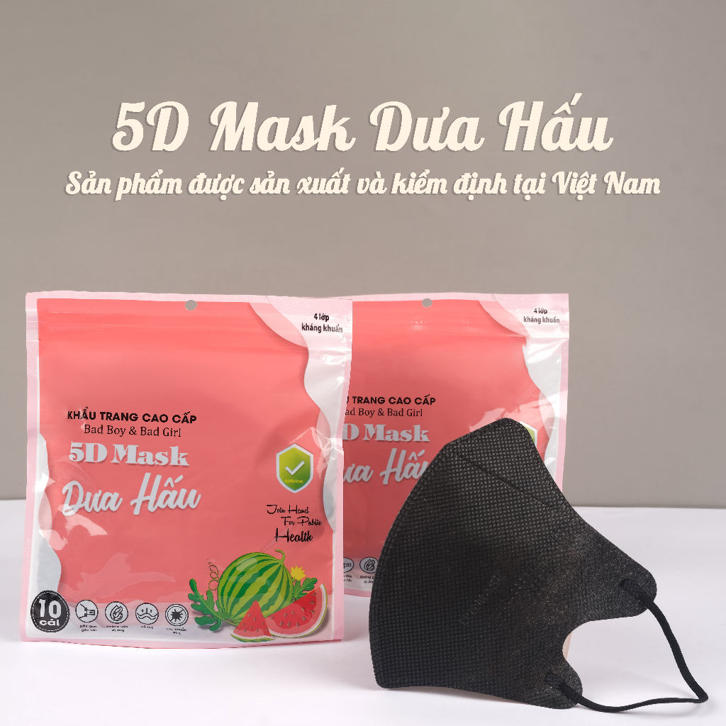 Khẩu Trang 5D Dưa Hấu 3 Lớp Kháng Khuẩn, Khẩu Trang Dưa Hấu Chống Tia UV