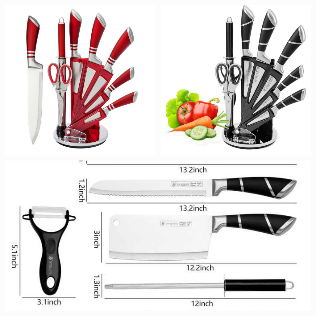 Bộ Dao 9 Món KITCHEN KING Kèm Giá Xoay 360 Độ Cao Cấp