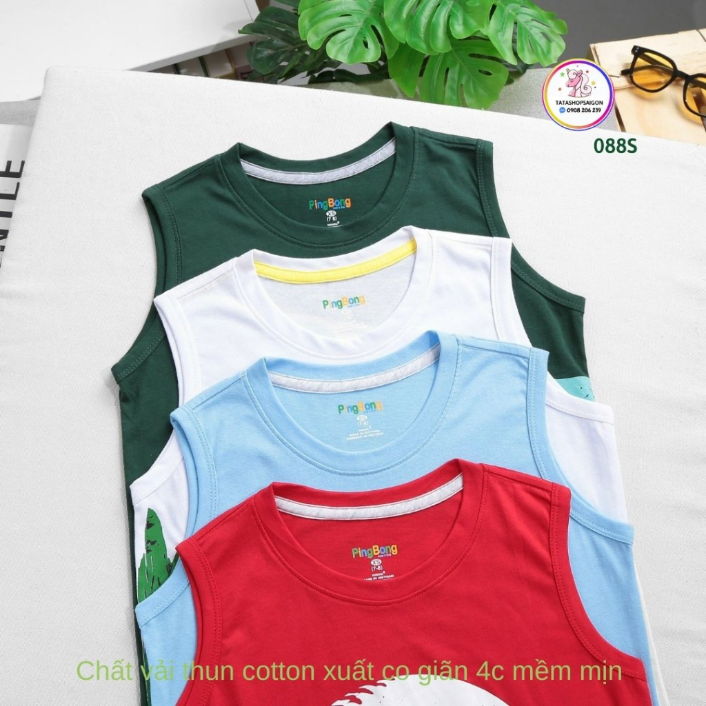 19 đến 50kg - Đồ bộ ba lỗ cho bé trai size đại - Bộ đùi sát nách bé trai thun cotton xuất mềm mát VNXK 088