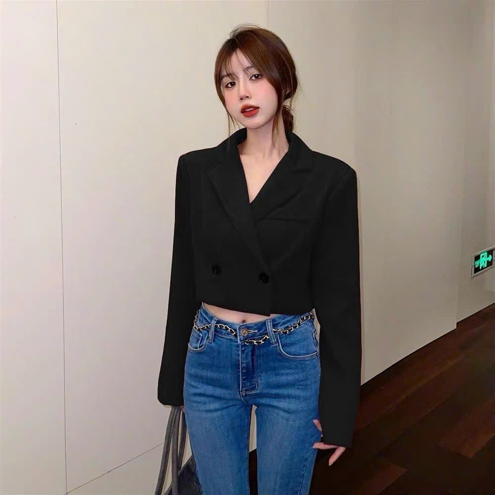 Áo khoác blazer croptop tay dài kiểu dáng mới thời trang, quyến rũ