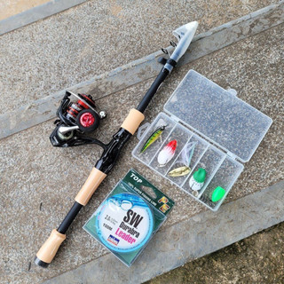  Bộ cần câu lure máy đứng Bone rút gọn 50cm tặng kèm dây và hộp mồi lure 