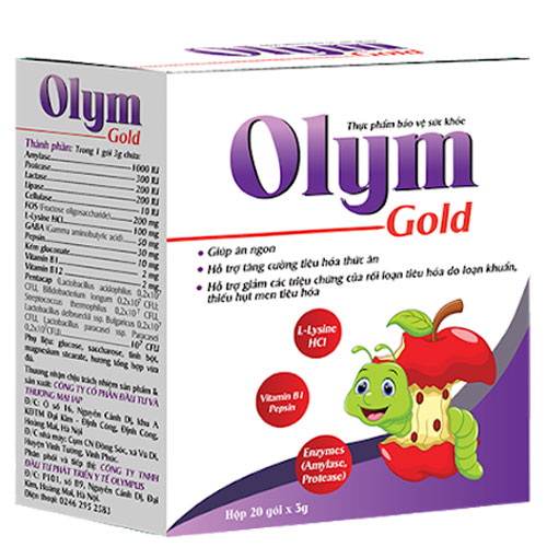 Olym Gold - Men tiêu hóa hỗ trợ tăng cường tiêu hóa thức ăn, giúp ăn ngon và hấp thu dinh dưỡng H/20gói