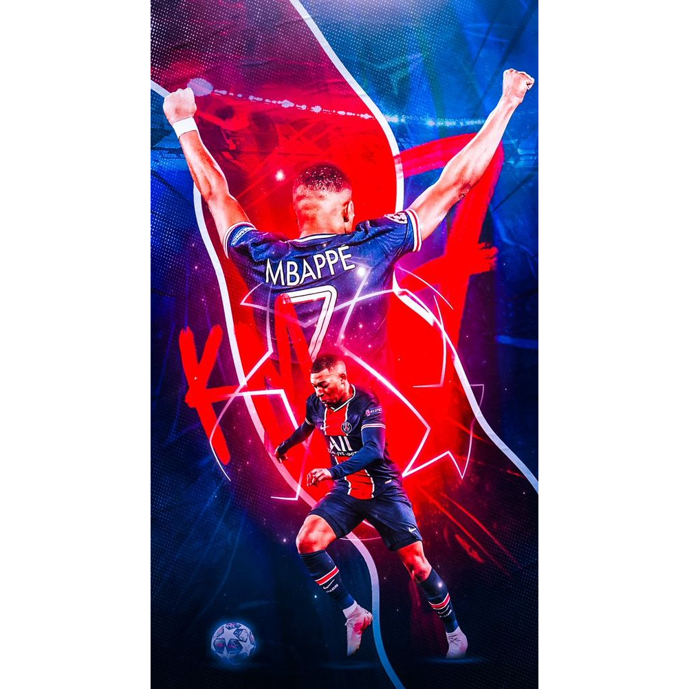 Poster dán tường, tranh cầu thủ siêu sao bóng đá Kylian Mbappe Ms:123