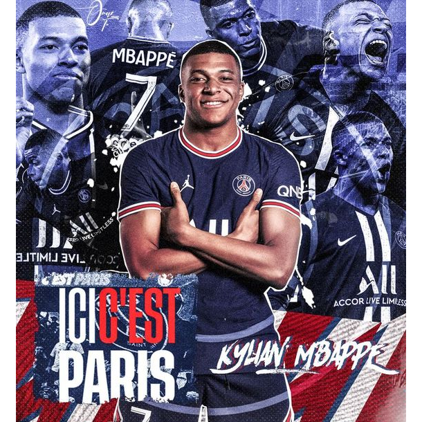 Poster dán tường, tranh cầu thủ siêu sao bóng đá Kylian Mbappe Ms:123