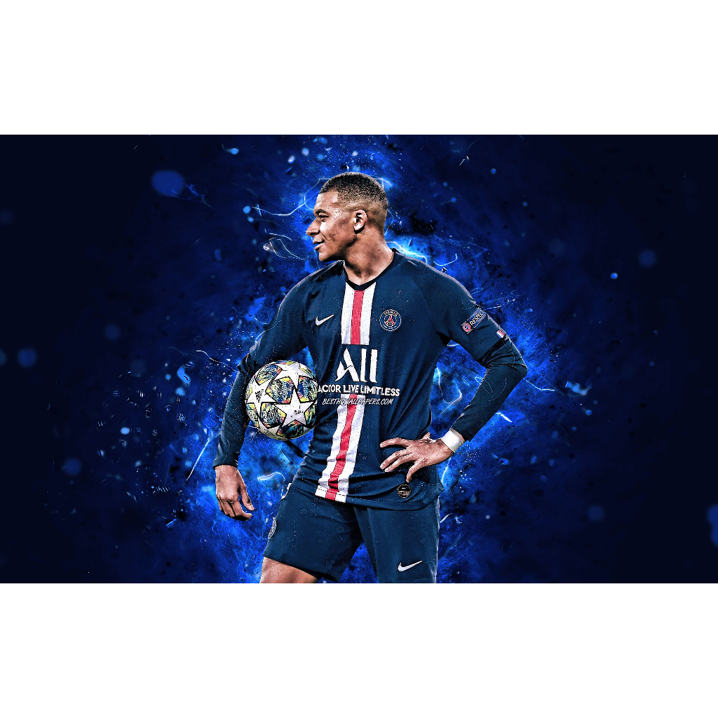 Poster dán tường, tranh cầu thủ siêu sao bóng đá Kylian Mbappe Ms:123