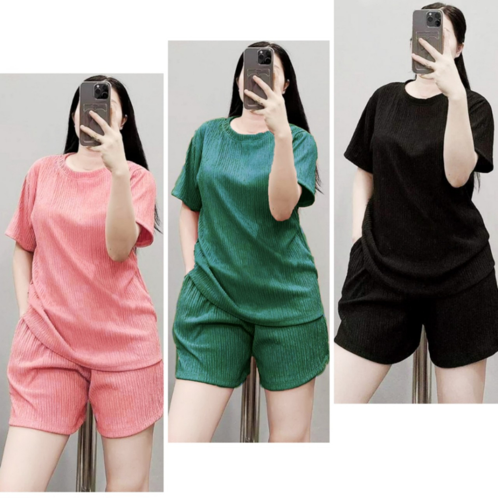 Sét Đồ Bộ Quần Đùi Áo Thun Cổ Tròn Thể Thao Bigsize 50-95kg