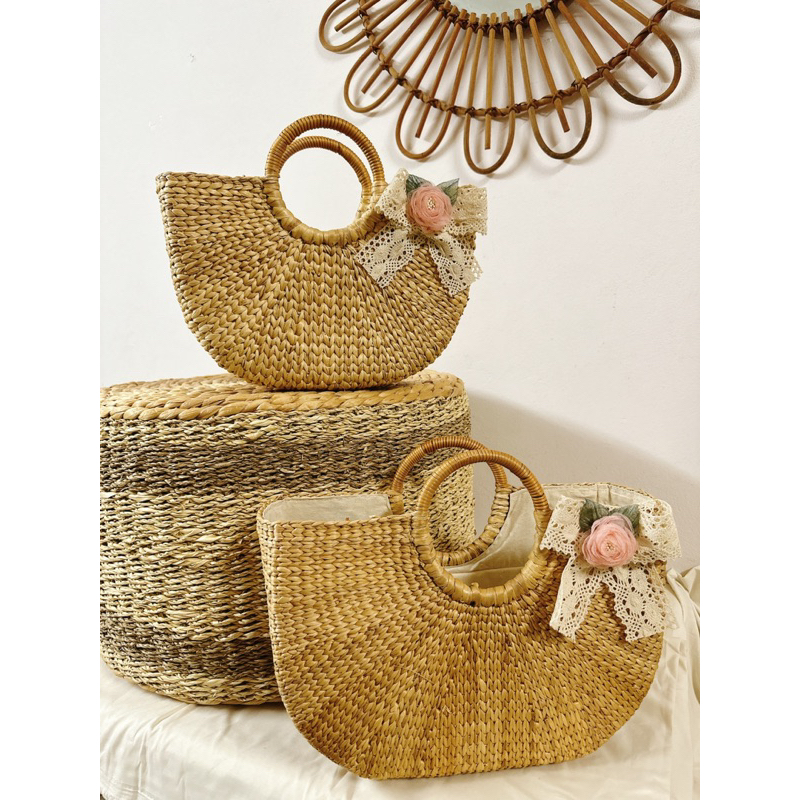 TÚI CÓI MINI ĐI BIỂN VINTAGE, Túi Cói Đi Biển Sang Chảnh Cho Chị Em, MẸ VÀ EM BÉ Nha