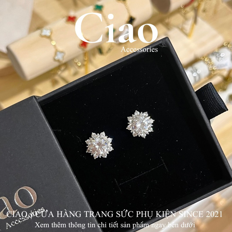 Khuyên tai/ Bông tai mạ bạc S925 thiết kế đính đá sang trọng Lucifer Ciao