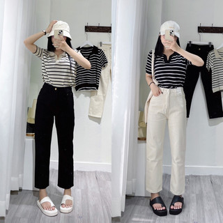 Quần kaki chất dày dặn ống đứng màu đen màu be