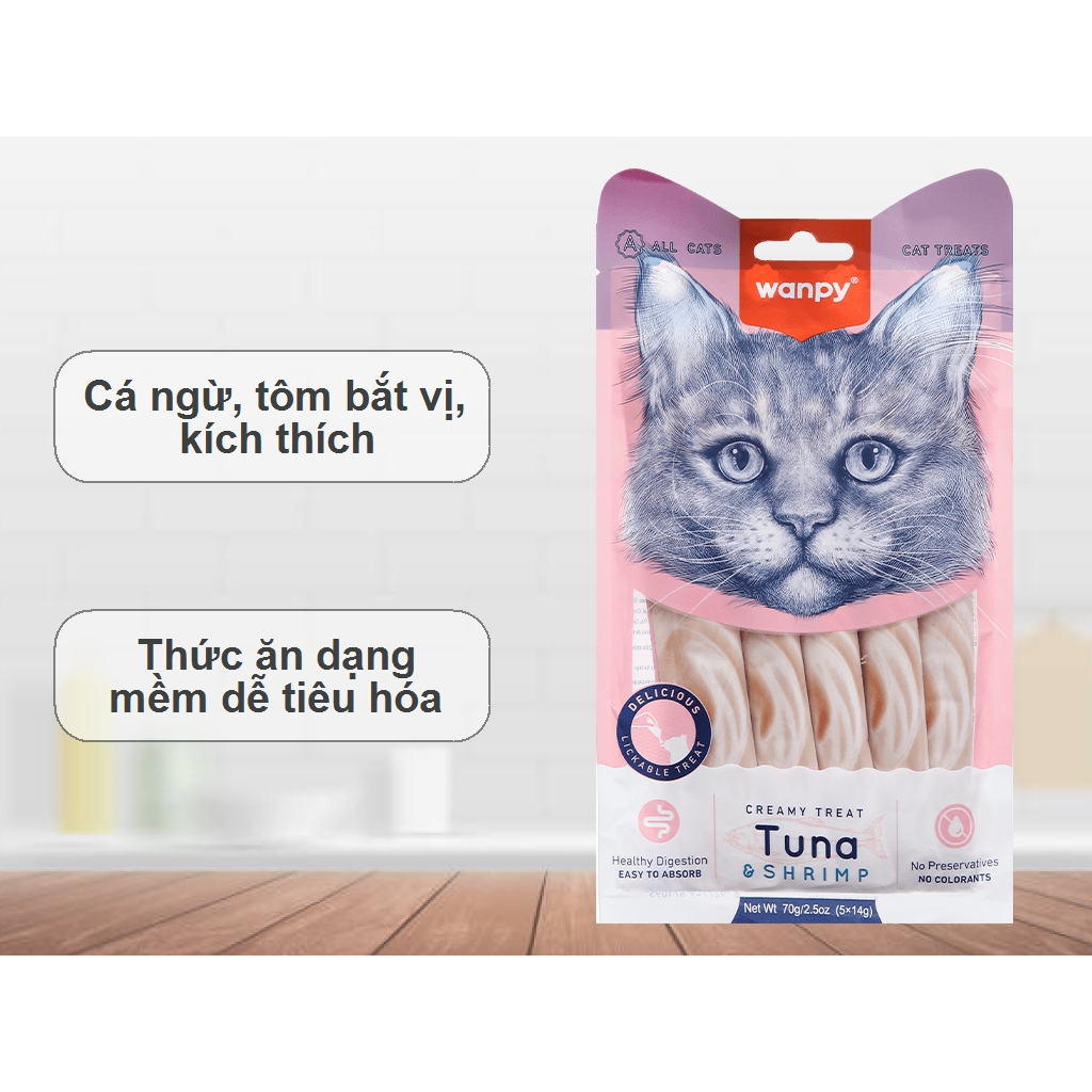Súp Thưởng Wanpy Treat Cho Mèo Thơm Ngon Gói 70g