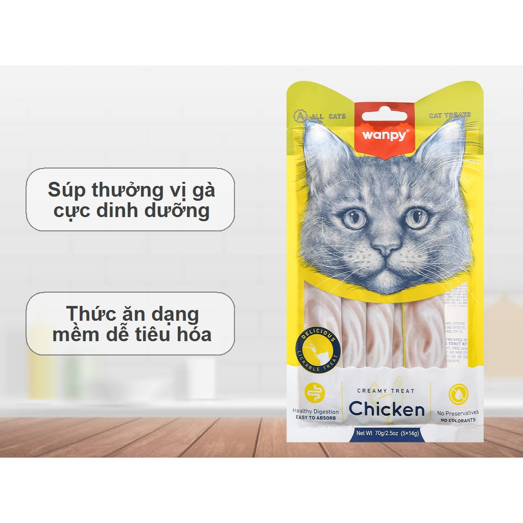 Súp Thưởng Wanpy Treat Cho Mèo Thơm Ngon Gói 70g