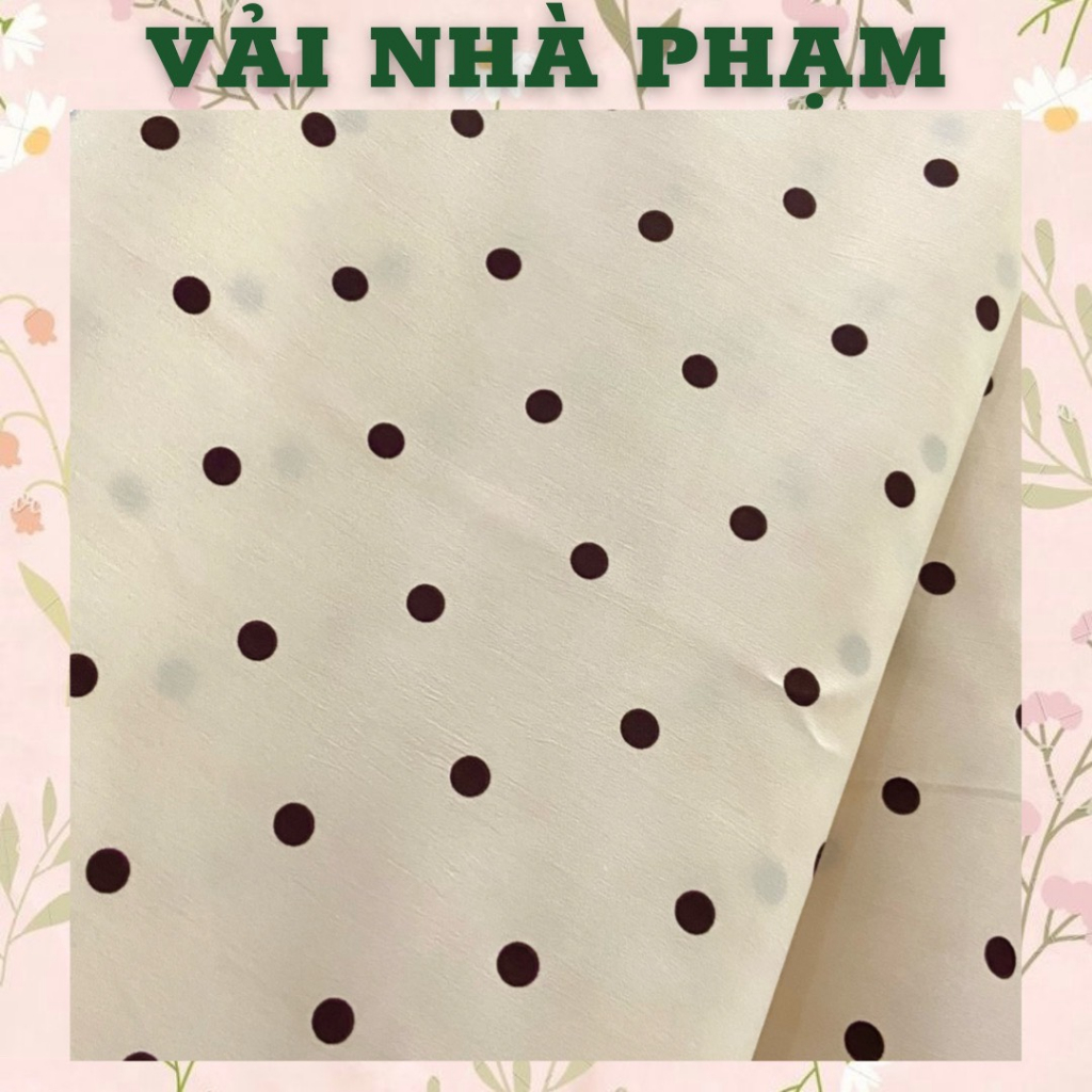VẢI LỤA 75D BI NÂU NỀN MÀU NUDE-KHỔ 1.5M-VẢI NHÀ PHẠM
