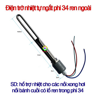 Điện trở nhiệt phi 34 tự ngắt công suất 2KW nồi xong hơi, nồi bánh cuốn