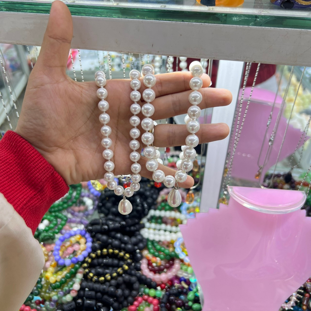 Dây Chuyền Đá Trai Nhân Tạo Đẹp Sang Trọng Quý Phái Dành Cho Mẹ bà