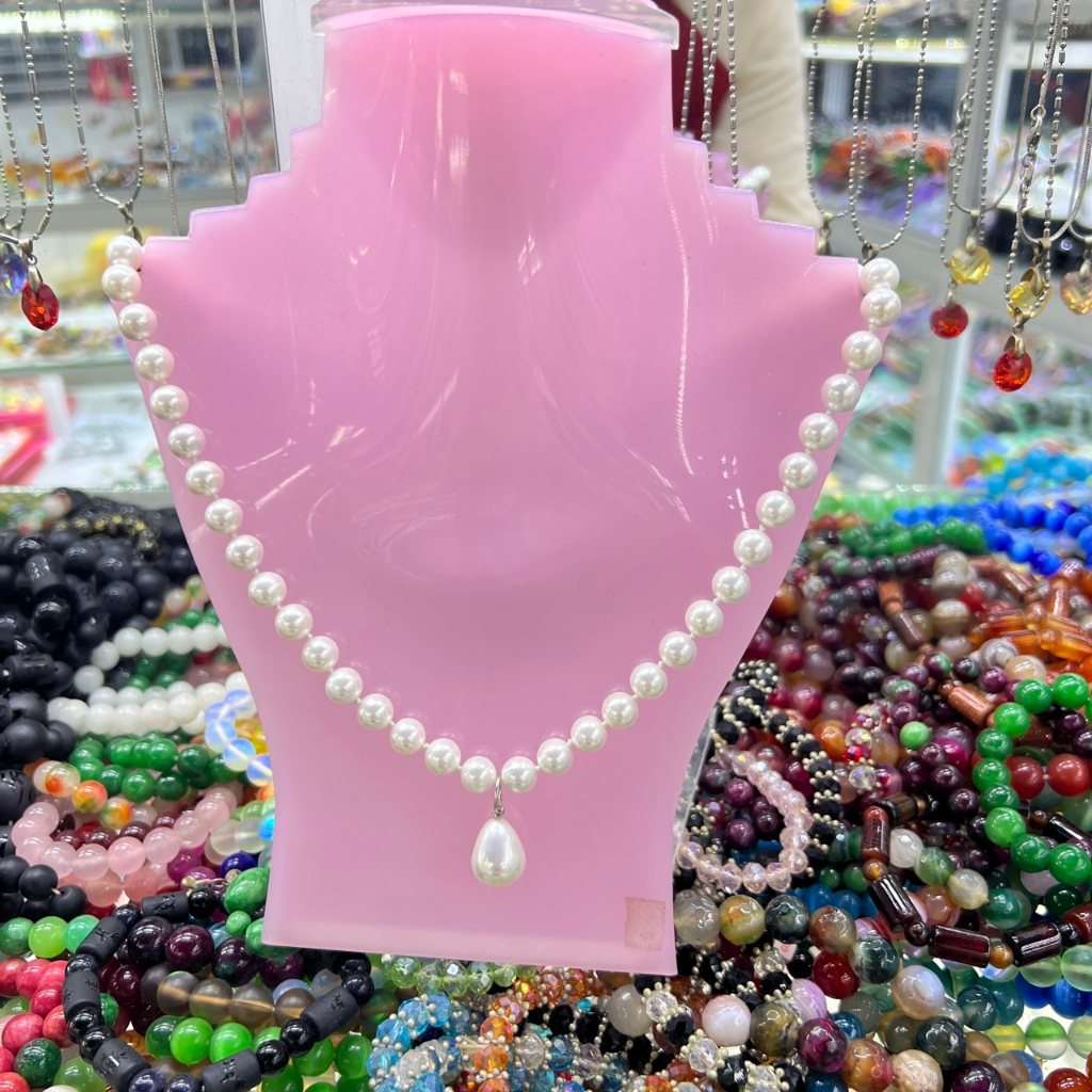 Dây Chuyền Đá Trai Nhân Tạo Đẹp Sang Trọng Quý Phái Dành Cho Mẹ bà