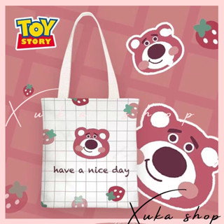 Túi vải canvas, túi gấu dâu đáng yêu cute, túi đeo vai giá rẻ, phụ kiện hạt dẻ