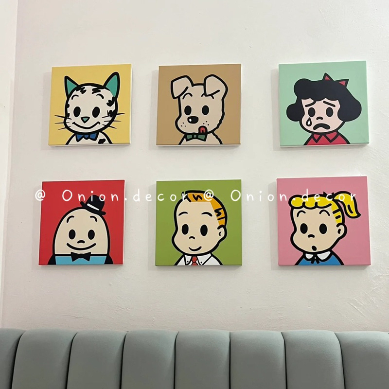 Tranh trang trí sơn dầu Haradaji ins style treo tường đáng yêu