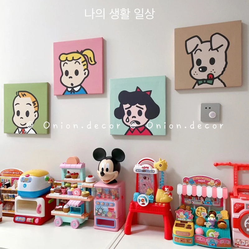 Tranh trang trí sơn dầu Haradaji ins style treo tường đáng yêu