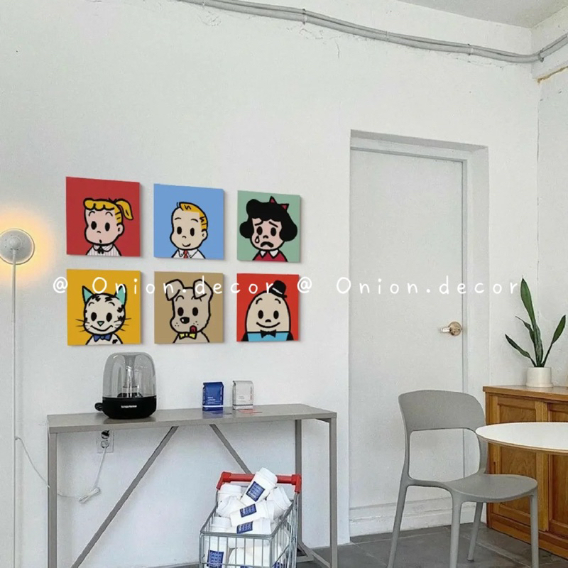 Tranh trang trí sơn dầu Haradaji ins style treo tường đáng yêu