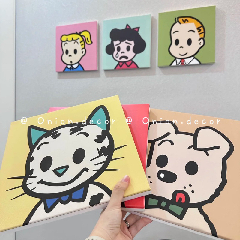 Tranh trang trí sơn dầu Haradaji ins style treo tường đáng yêu