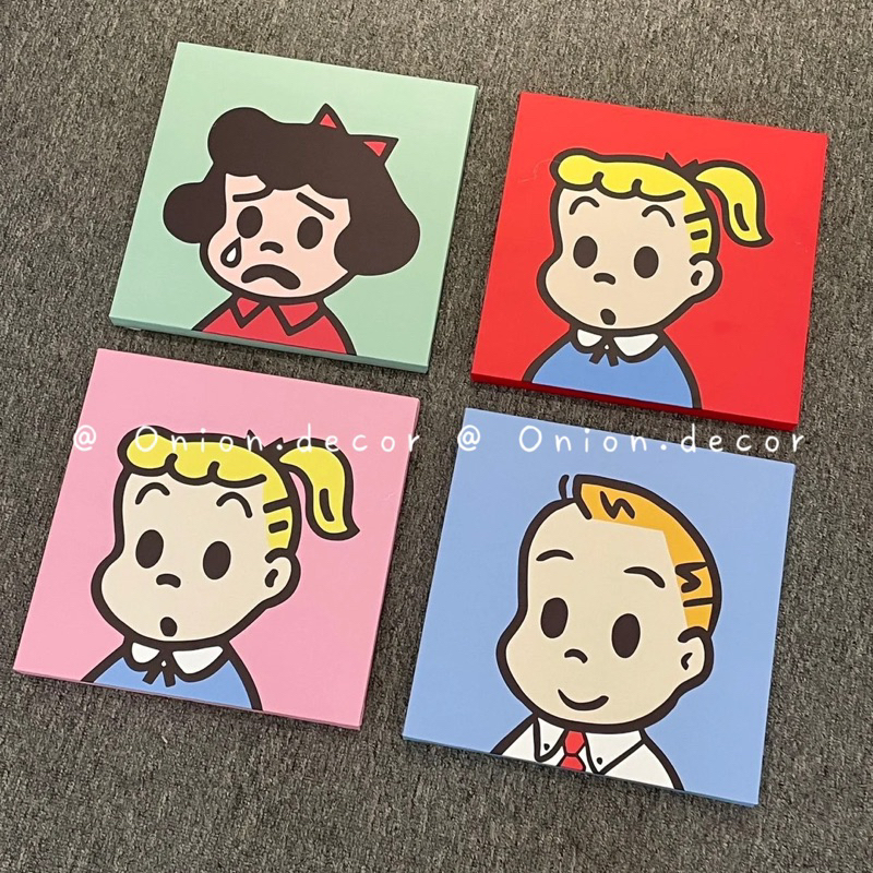 Tranh trang trí sơn dầu Haradaji ins style treo tường đáng yêu