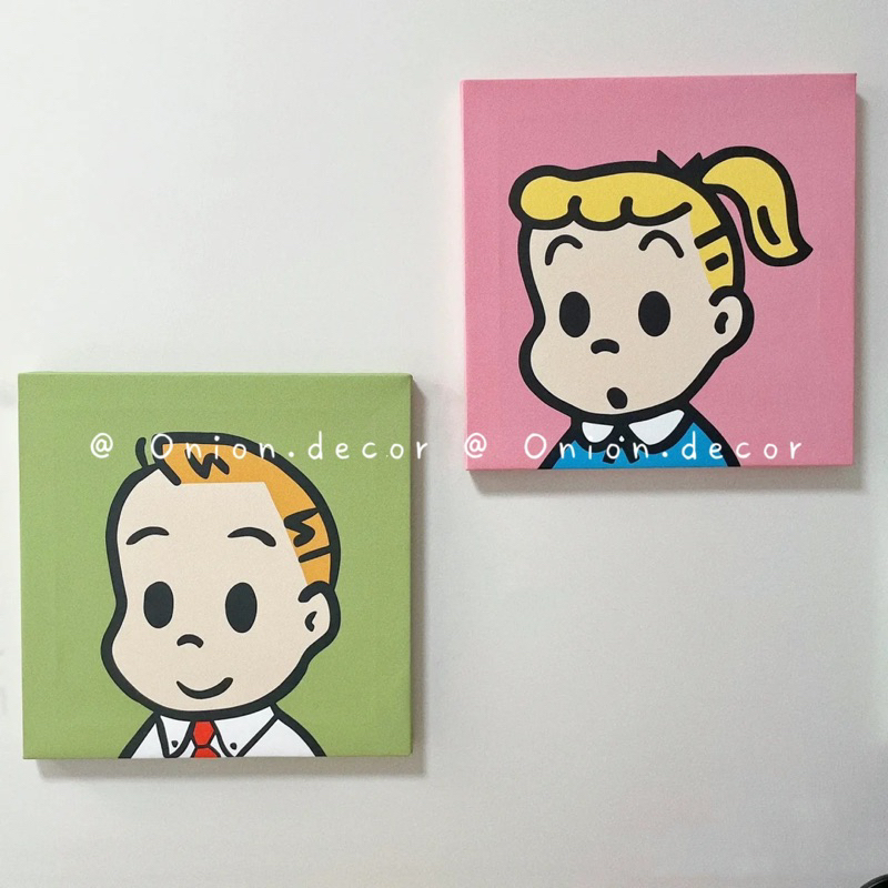 Tranh trang trí sơn dầu Haradaji ins style treo tường đáng yêu