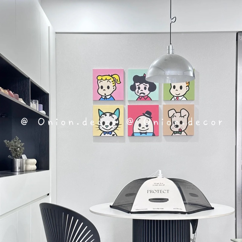 Tranh trang trí sơn dầu Haradaji ins style treo tường đáng yêu