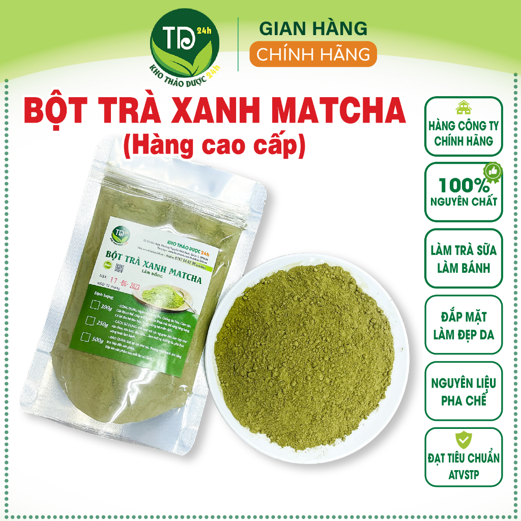 [1kg] Bột trà xanh matcha nguyên chất 100%, hương liệu tự nhiên làm bánh, pha đồ uống, đắp mặt nạ | Kho thảo dược 24h