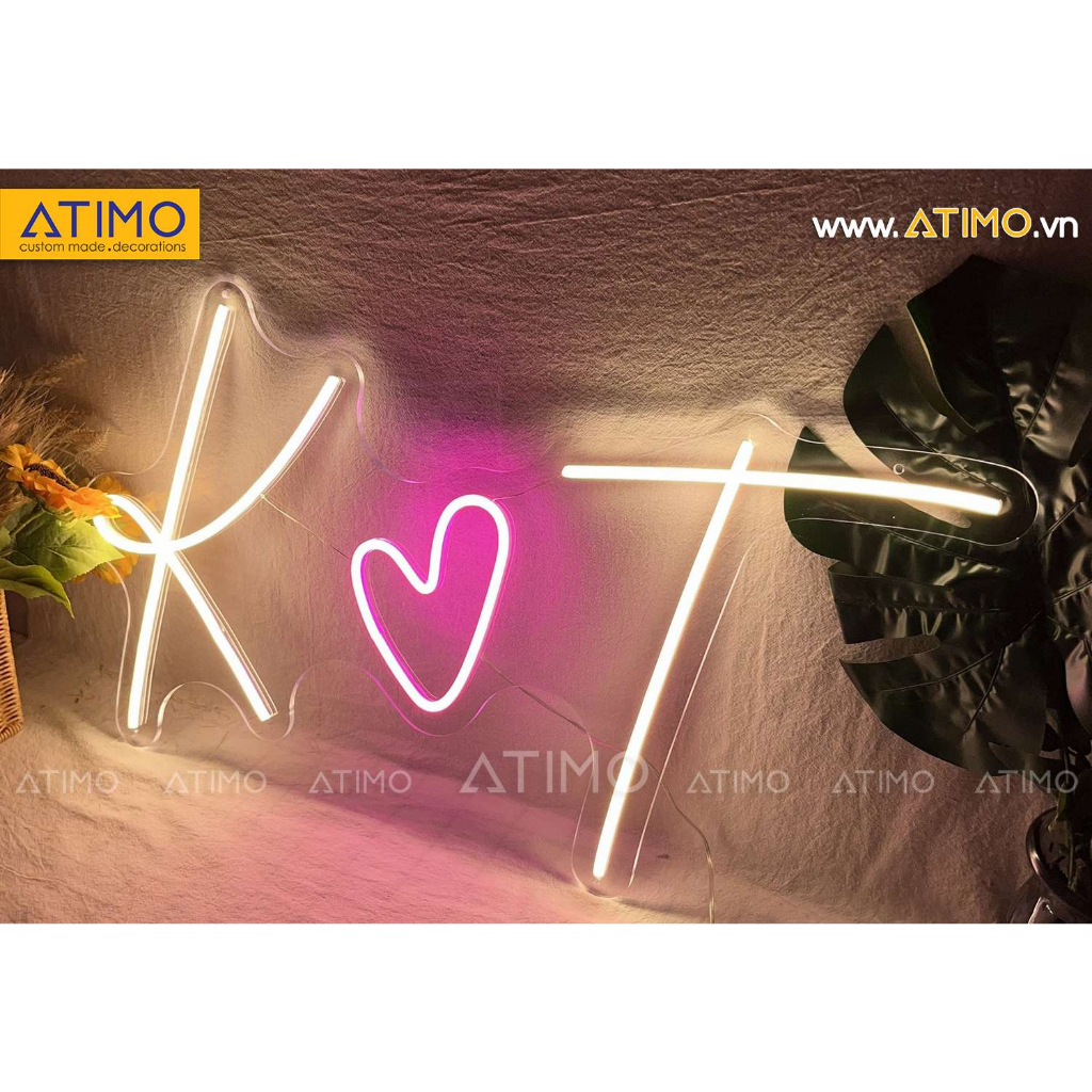 Đèn LED Neon CHỮ TRÁI TIM trang trí Đám cưới, wedding, decor Phòng, shop, quán cafe, phòng games, làm theo yêu cầu