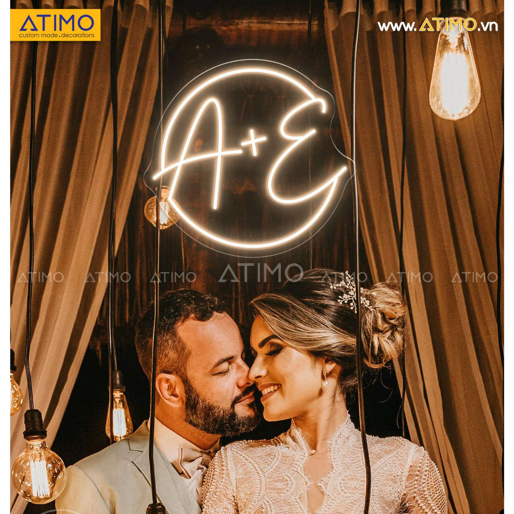 Đèn LED Neon CHỮ LỒNG VIỀN TRÒN trang trí Đám cưới, wedding, decor shop, quán cafe, phòng games, làm theo yêu cầu