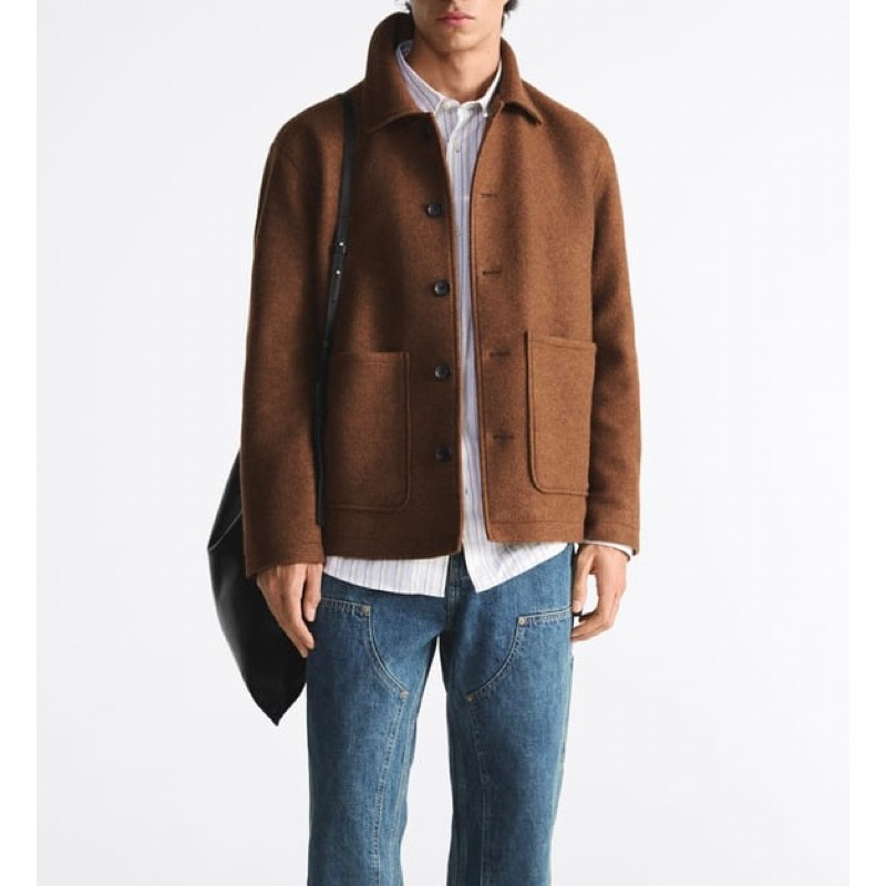 Áo dạ nam Zara authentic  SYNTHETIC WOOL WITH POCKETS size S