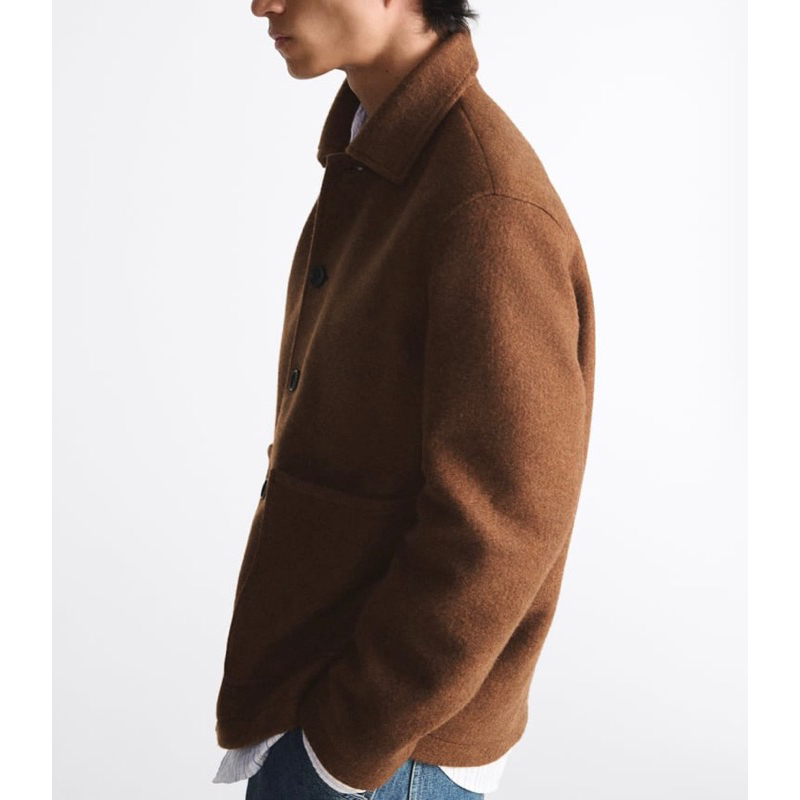 Áo dạ nam Zara authentic  SYNTHETIC WOOL WITH POCKETS size S