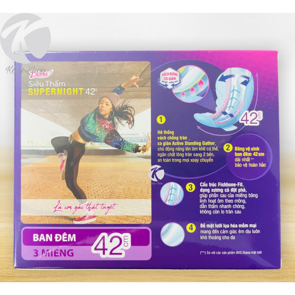 Băng Vệ Sinh Ban Đêm Diana Super Night Siêu Thấm Chống Tràn 42 cm