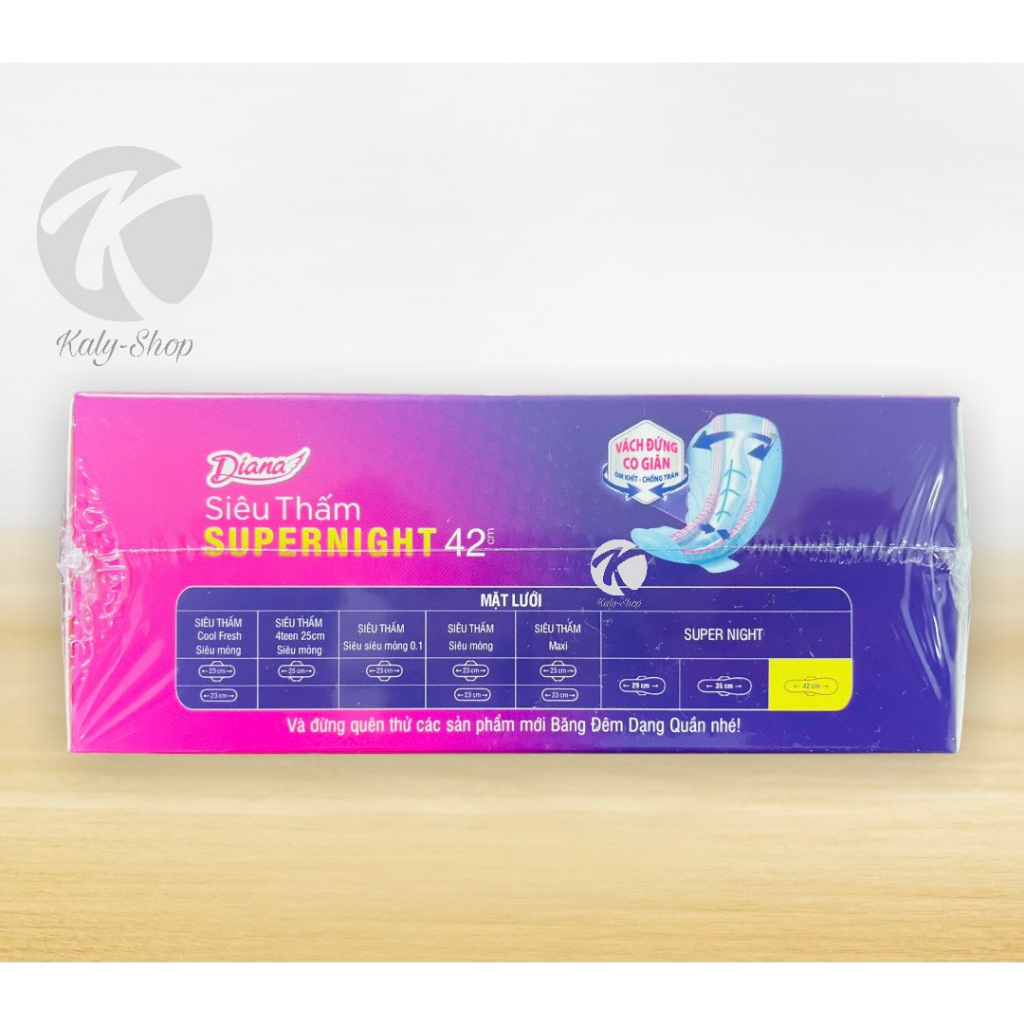 Băng Vệ Sinh Ban Đêm Diana Super Night Siêu Thấm Chống Tràn 42 cm