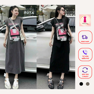 Váy suông in hình 3D có chữ cực xinh luôn đang hot cho mùa hè này nha