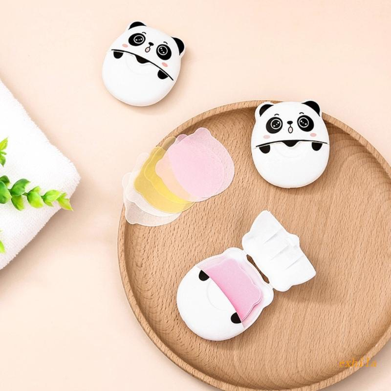 Hộp 50 Miếng Xà Phòng Giấy Rửa Ray Dùng Một Lần Hình Gấu Dễ Thương - Xà Bông Khô Bỏ Túi Đi Du Lịch