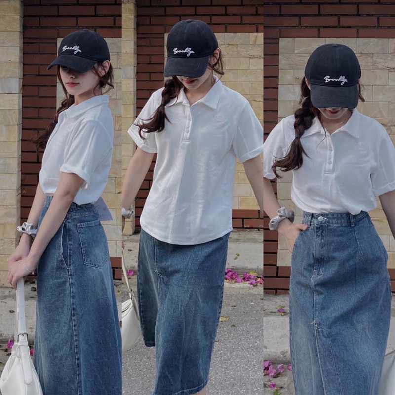 Áo polo tăm thêu chữ the Beauty