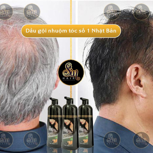 Dầu gội phủ bạc Sin Hair 500ml - Phủ màu nâu đen tự nhiên không hoá chất làm mềm tóc