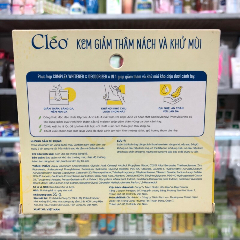 Kem Giảm Thâm Nách Giúp Sáng Da, Mềm Mại Cleo 35g