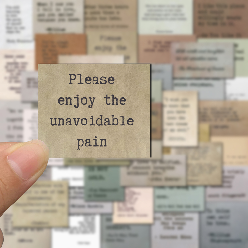 Set 50 chiếc sticker chống nước QUOTES CHỮ TIẾNG ANH VINTAGE THÔNG ĐIỆP CUỘC SỐNG dán mũ bảo hiểm laptop xe đàn guitar