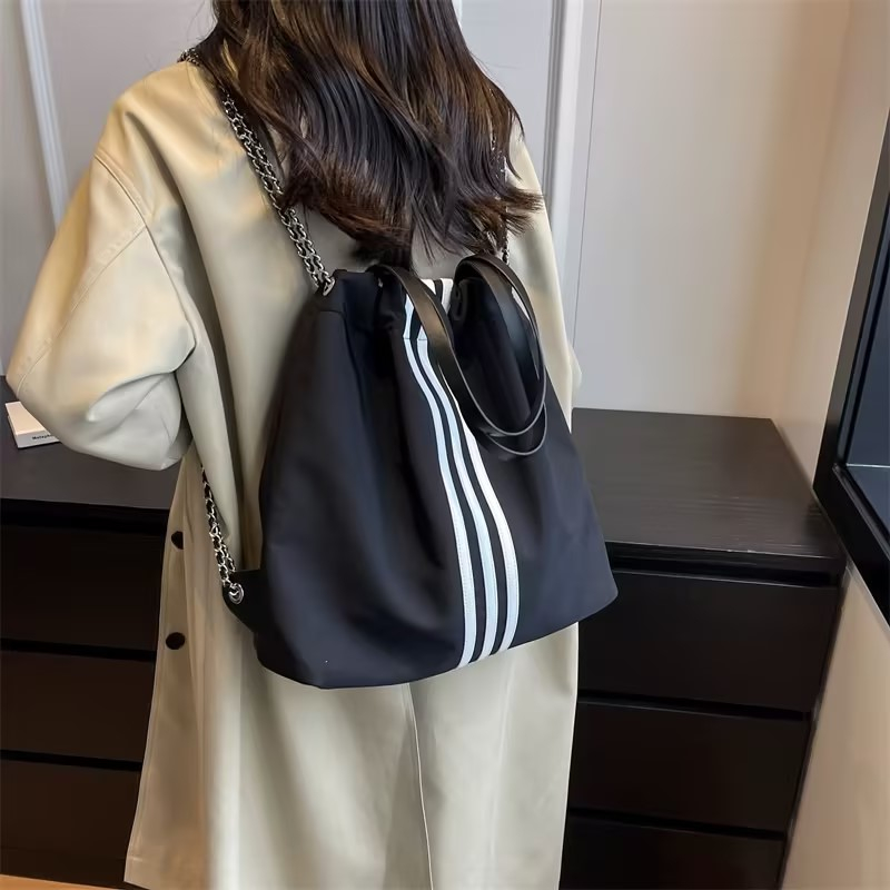 Order👜Túi Đeo Vai Đa Năng Thời Trang Túi Xách Túi Thể Thao Nylon Ba Lô Chuỗi Sọc