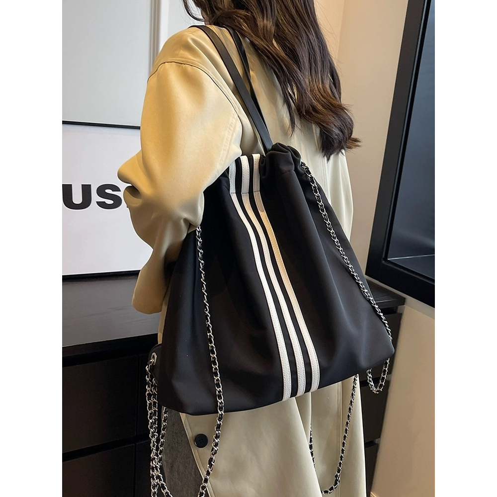 Order👜Túi Đeo Vai Đa Năng Thời Trang Túi Xách Túi Thể Thao Nylon Ba Lô Chuỗi Sọc