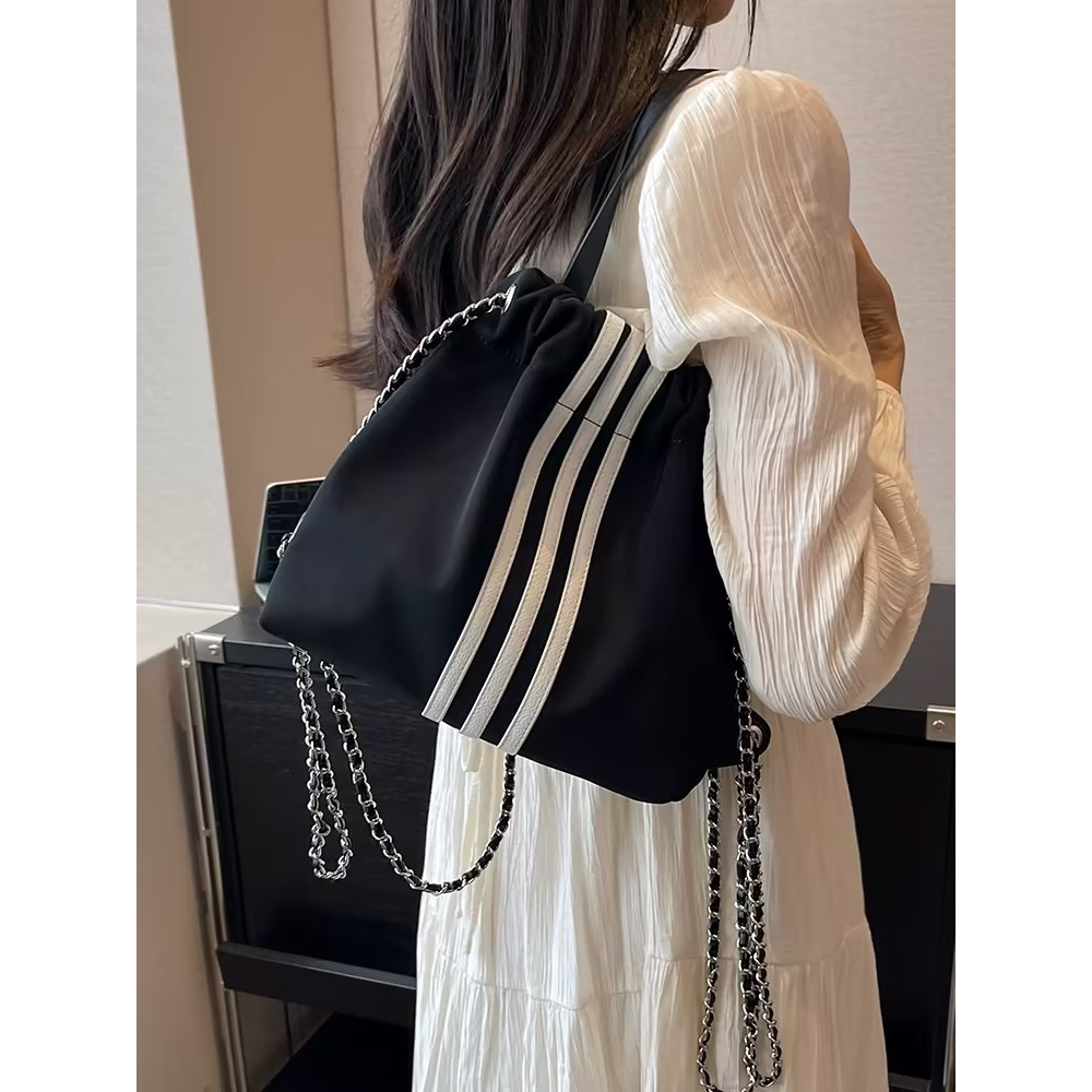 Order👜Túi Đeo Vai Đa Năng Thời Trang Túi Xách Túi Thể Thao Nylon Ba Lô Chuỗi Sọc