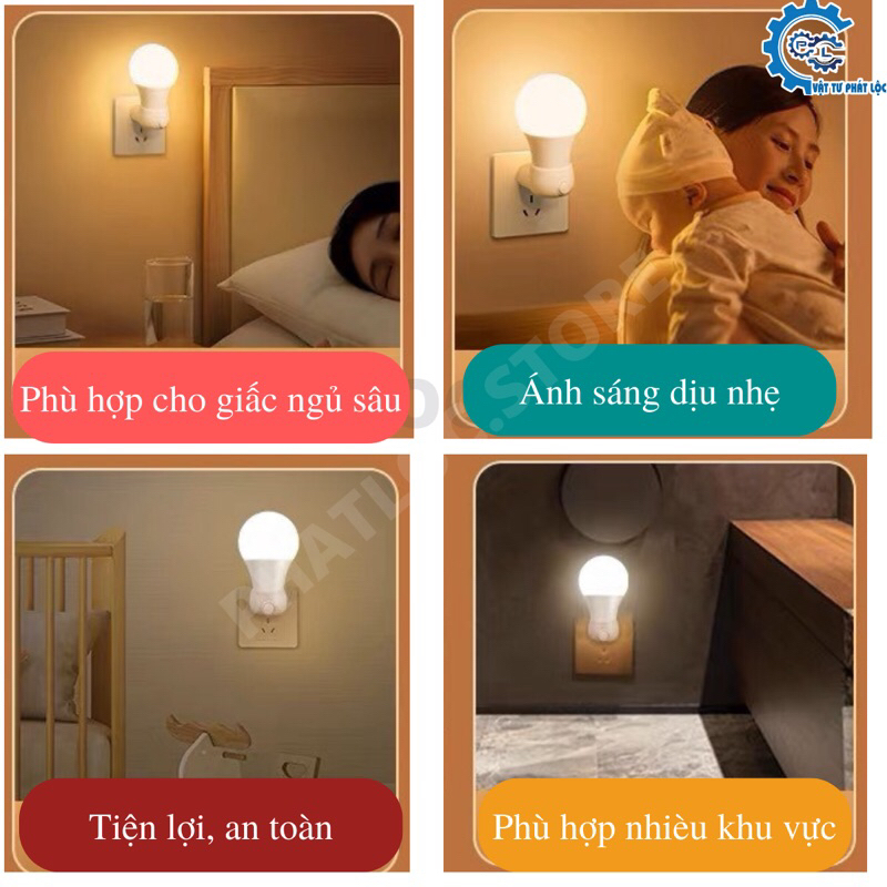 Đèn ngủ bóng LED TRÒN 3W 2 chế độ ánh sáng Trắng-Vàng có công tắc nhiều màu | BigBuy360 - bigbuy360.vn
