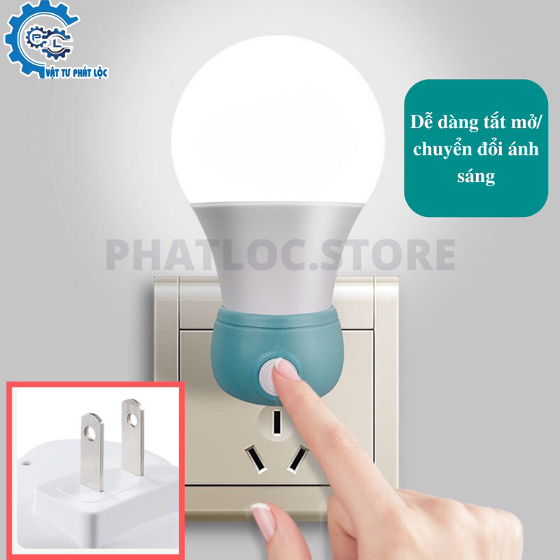 Đèn ngủ bóng LED TRÒN 3W 2 chế độ ánh sáng Trắng-Vàng có công tắc nhiều màu | BigBuy360 - bigbuy360.vn