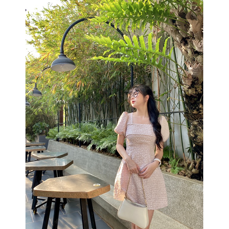 Đầm Gấm Hoa Đan Dây Lưng (ẢNH THẬT)