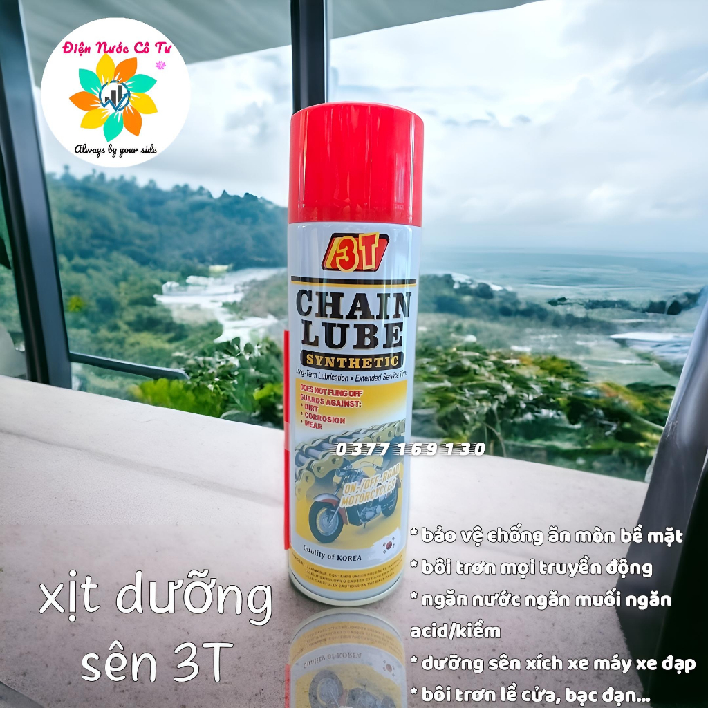 Chai xịt dưỡng sên (xích) xe máy xe đạp 3T Chain Lube dung tích 500ml