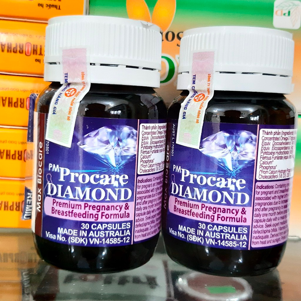 Viên uống bổ sung Vitamin cho bà bầu PM Procare DIAMOND lọ 30 viên (Hàng chính hãng của Úc)