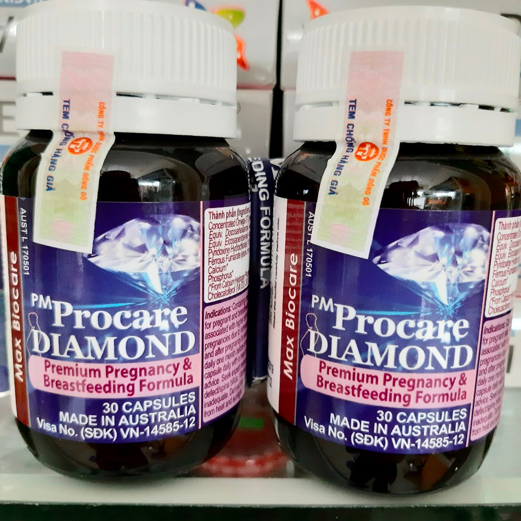 Viên uống bổ sung Vitamin cho bà bầu PM Procare DIAMOND lọ 30 viên (Hàng chính hãng của Úc)